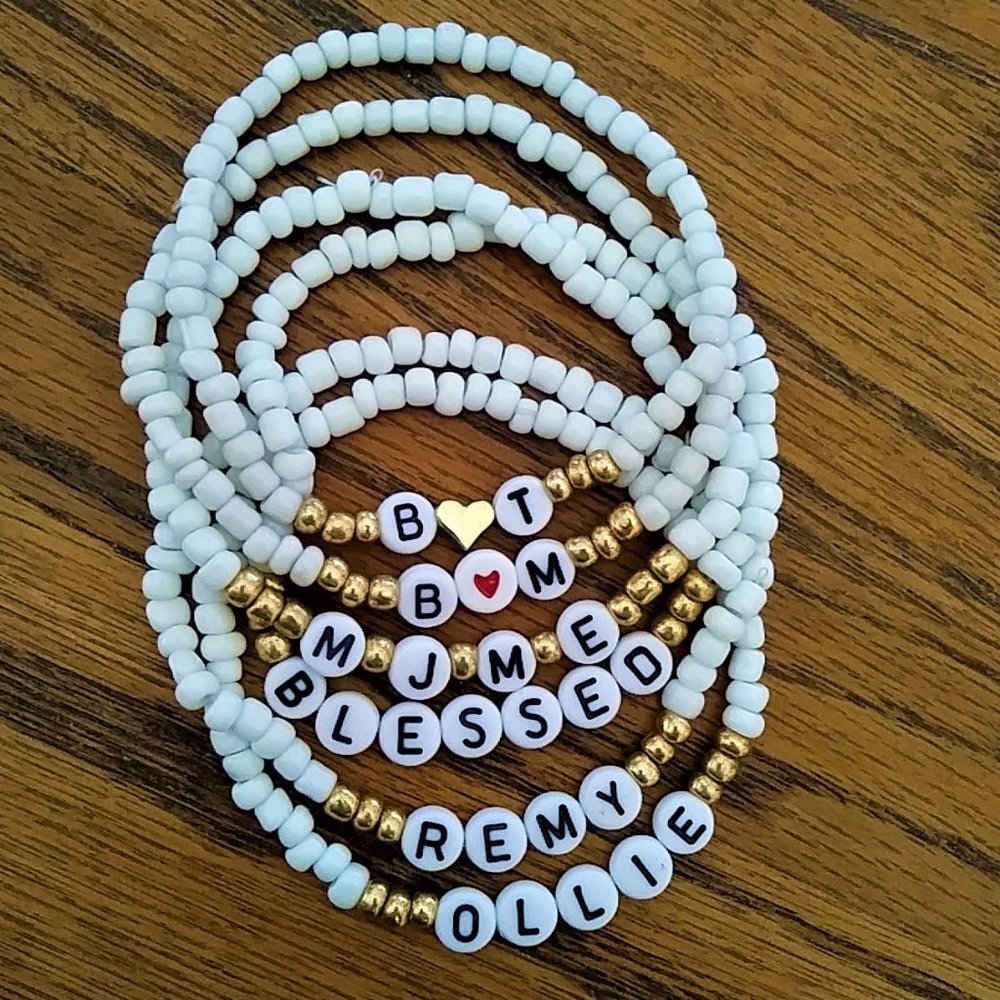 3/$49 New Personalized Beaded Name/Word Bracelets